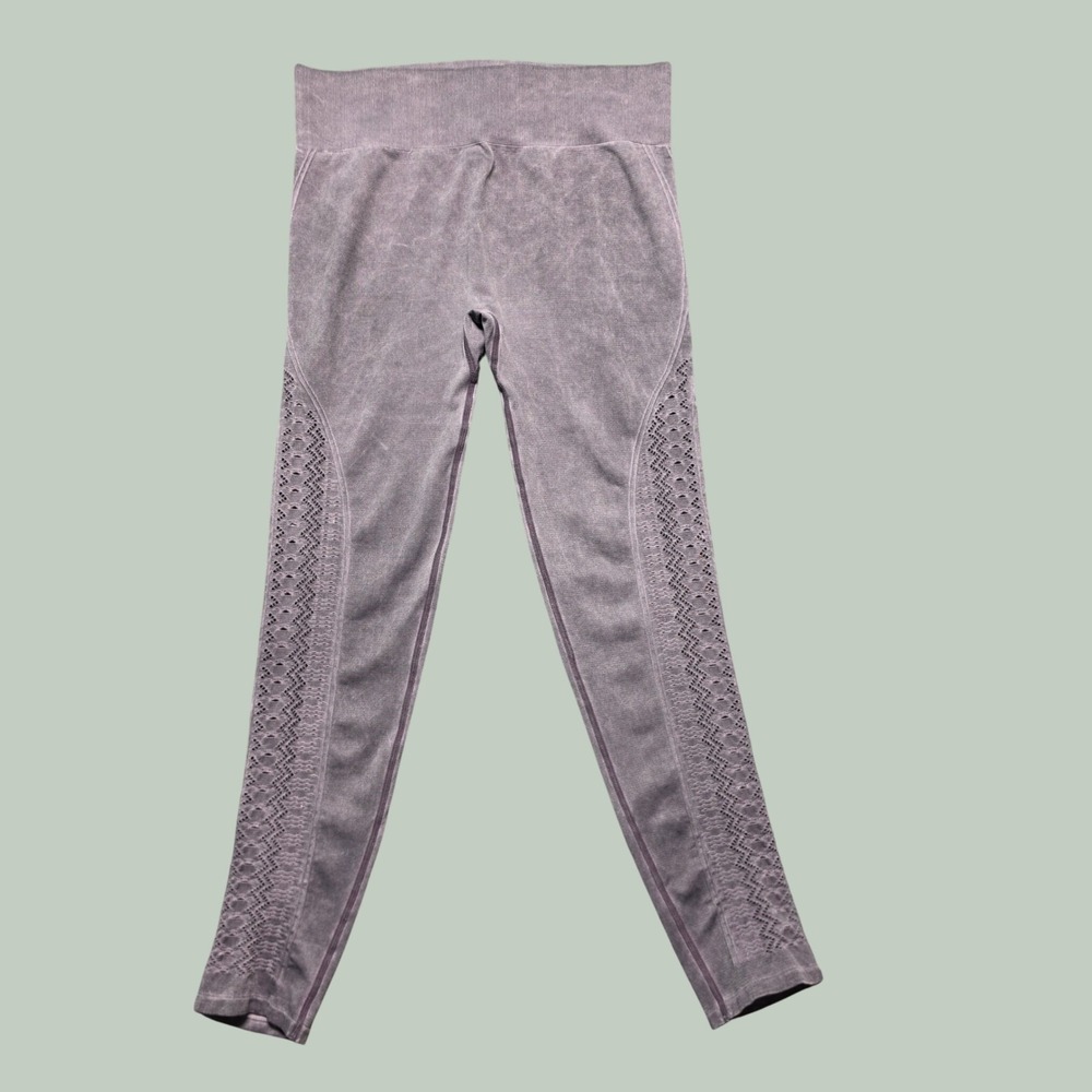 Yogacore Gorpcore Acid Wash Seamless Pointelle Leggings Womens M Purple